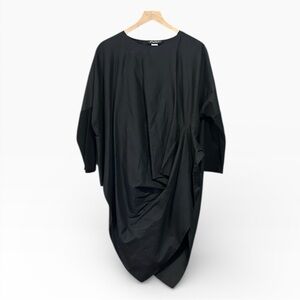 Heydari Black Lagenlook Asymmetrical Drape Tunic Top Size Medium